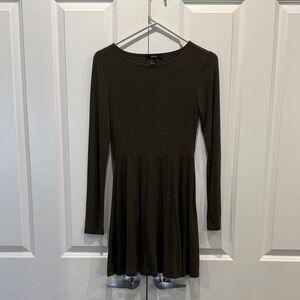 Forever 21 Dark Olive Long Sleeve Dress